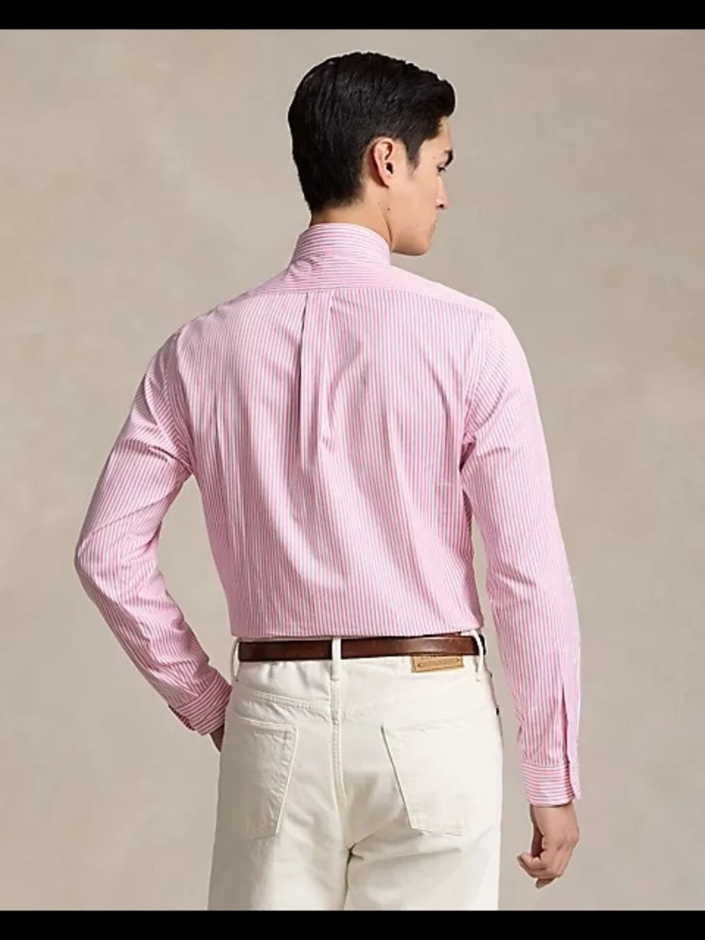 Polo by Ralph Lauren Pink & White Striped Oxford Unisex Shirt.
